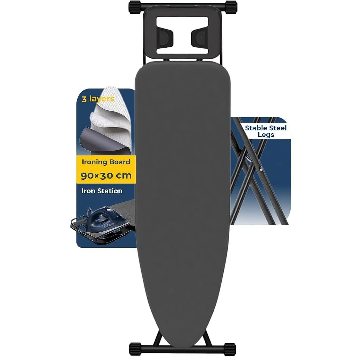 WULAR Ironing Board 90 x 30cm with Steam Iron Stand