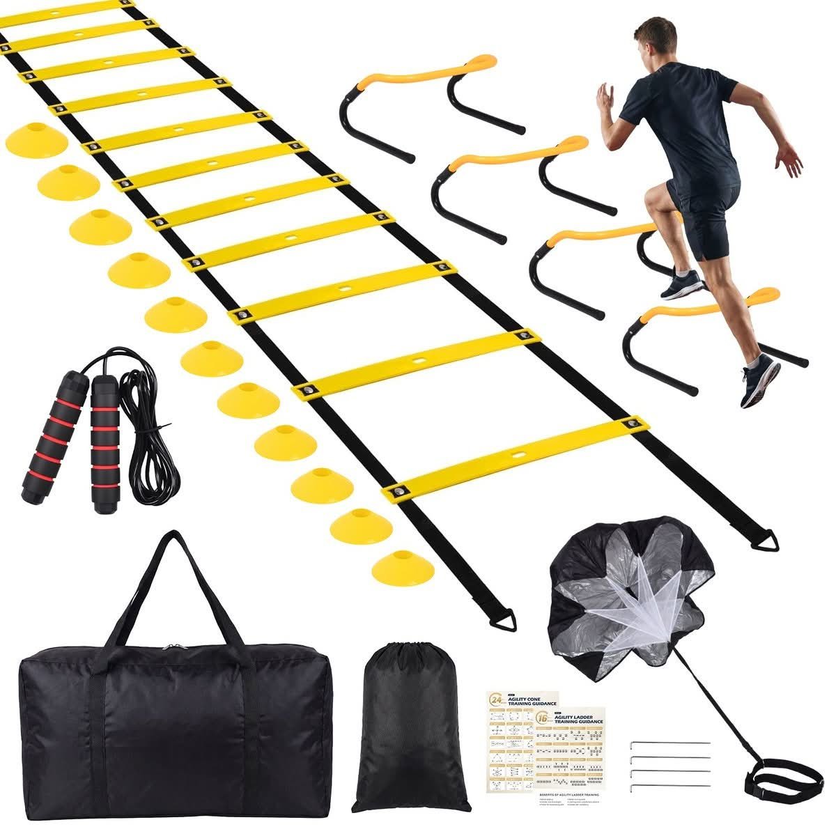 7-Piece Hurdle, Ladder and Parachute Training Set