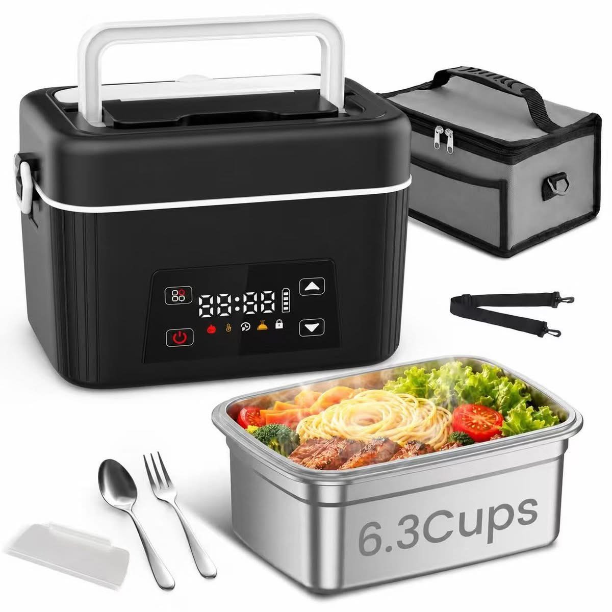 Cordless electric heated lunch box with 12000mAh rechargeable battery
