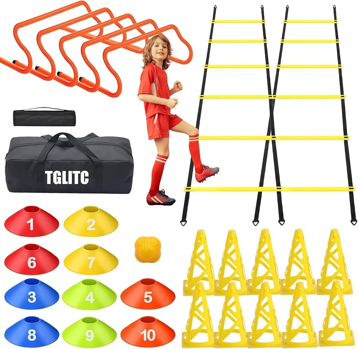 Premium agility ladder, hurdle and cone coaching kit