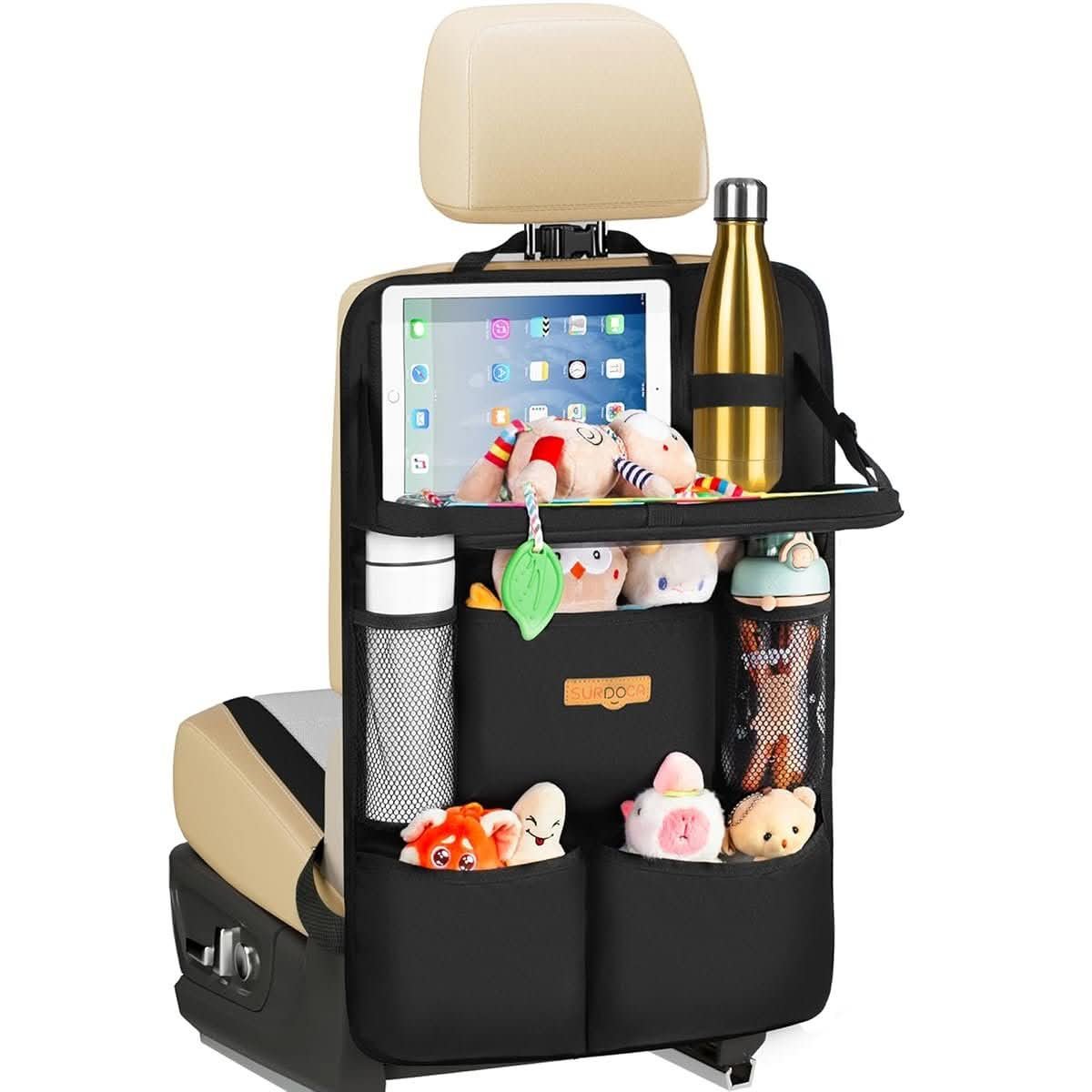SURDOCA backseat car organiser with foldable tray and tablet pocket