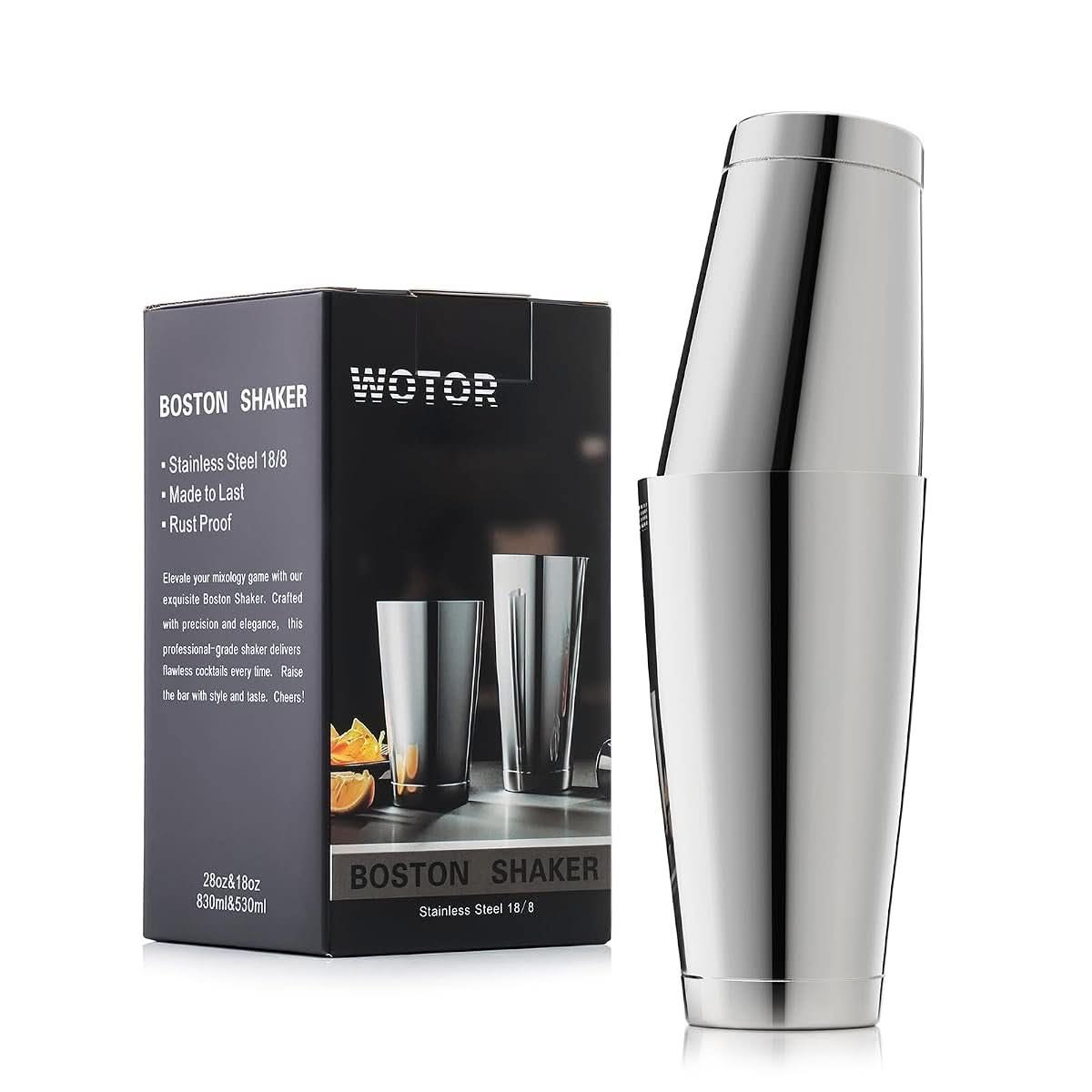 WOTOR Boston Cocktail Shaker Set Stainless Steel