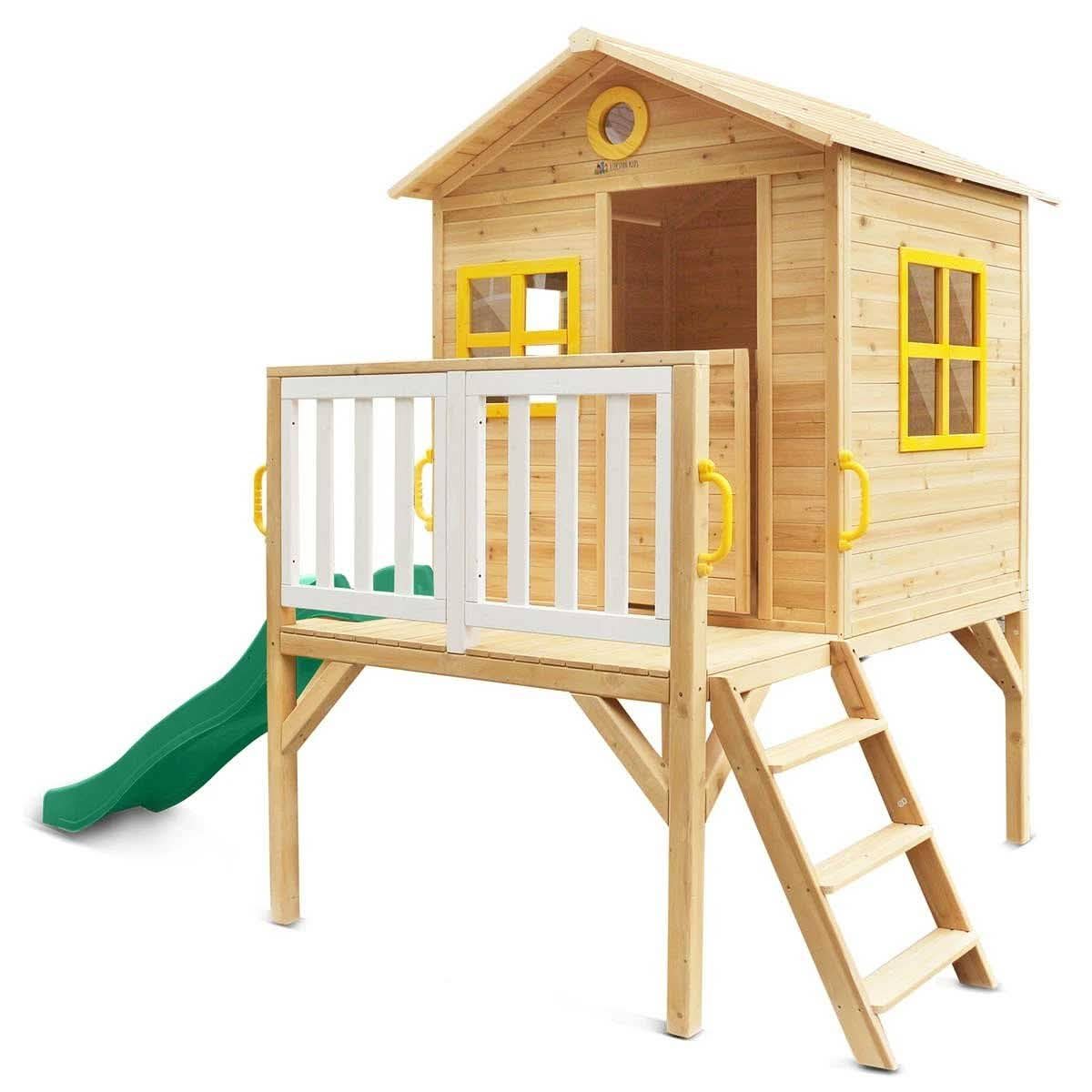 The Archie Wooden Cubby with 1.8m Green Slide
