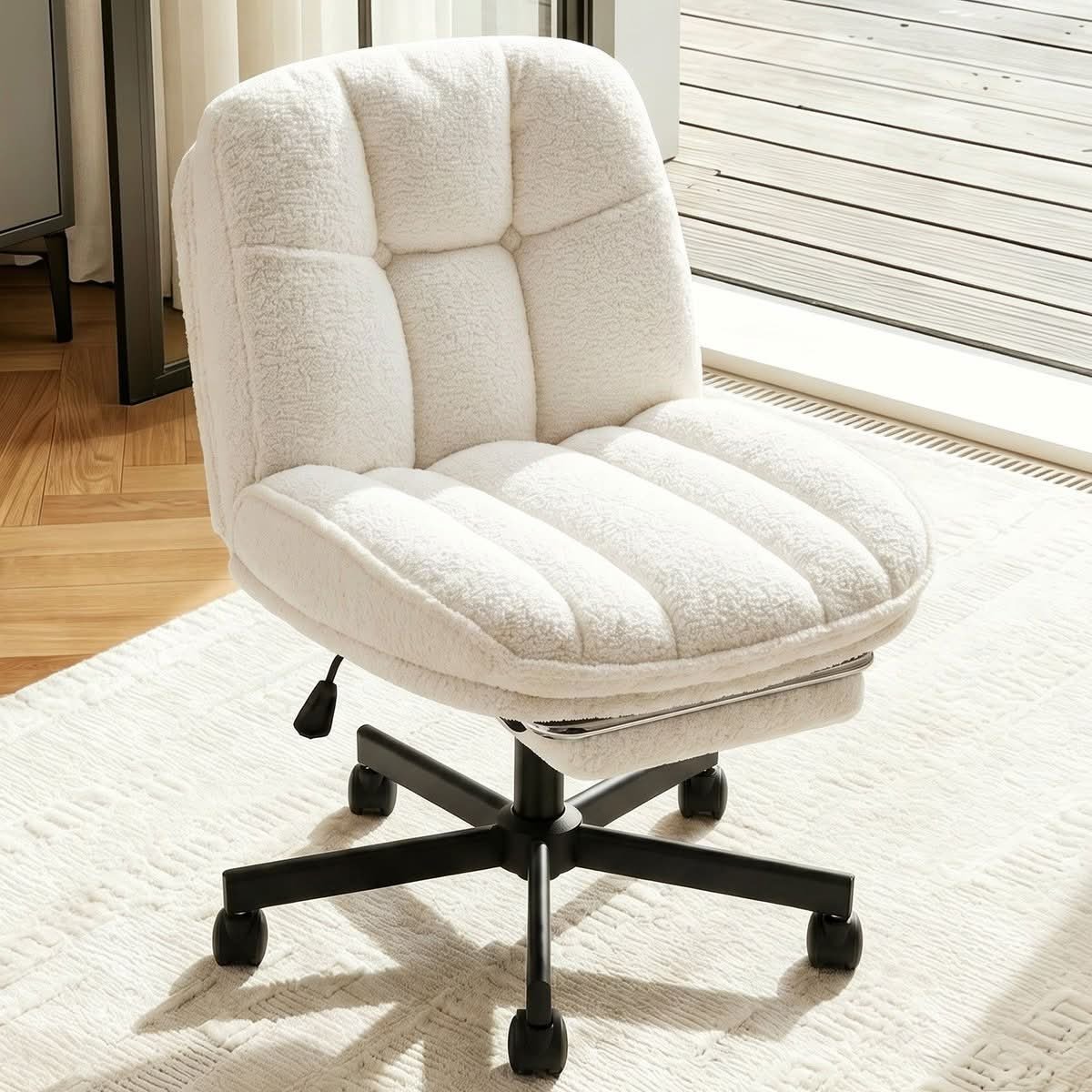 Armless Office Chair with Footstool and Rocking Function
