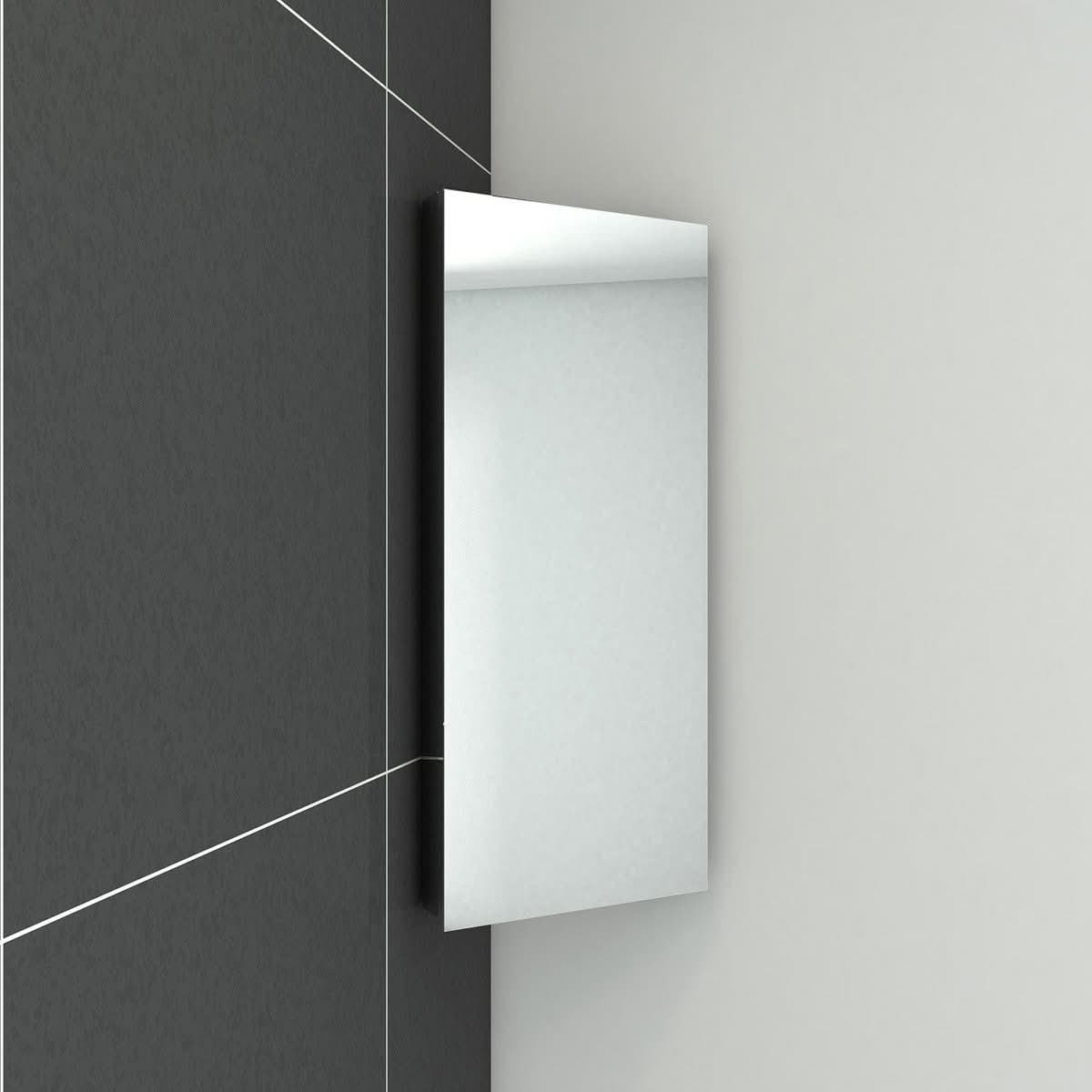 Bathroom mirror corner cabinet with vanity shaving storage