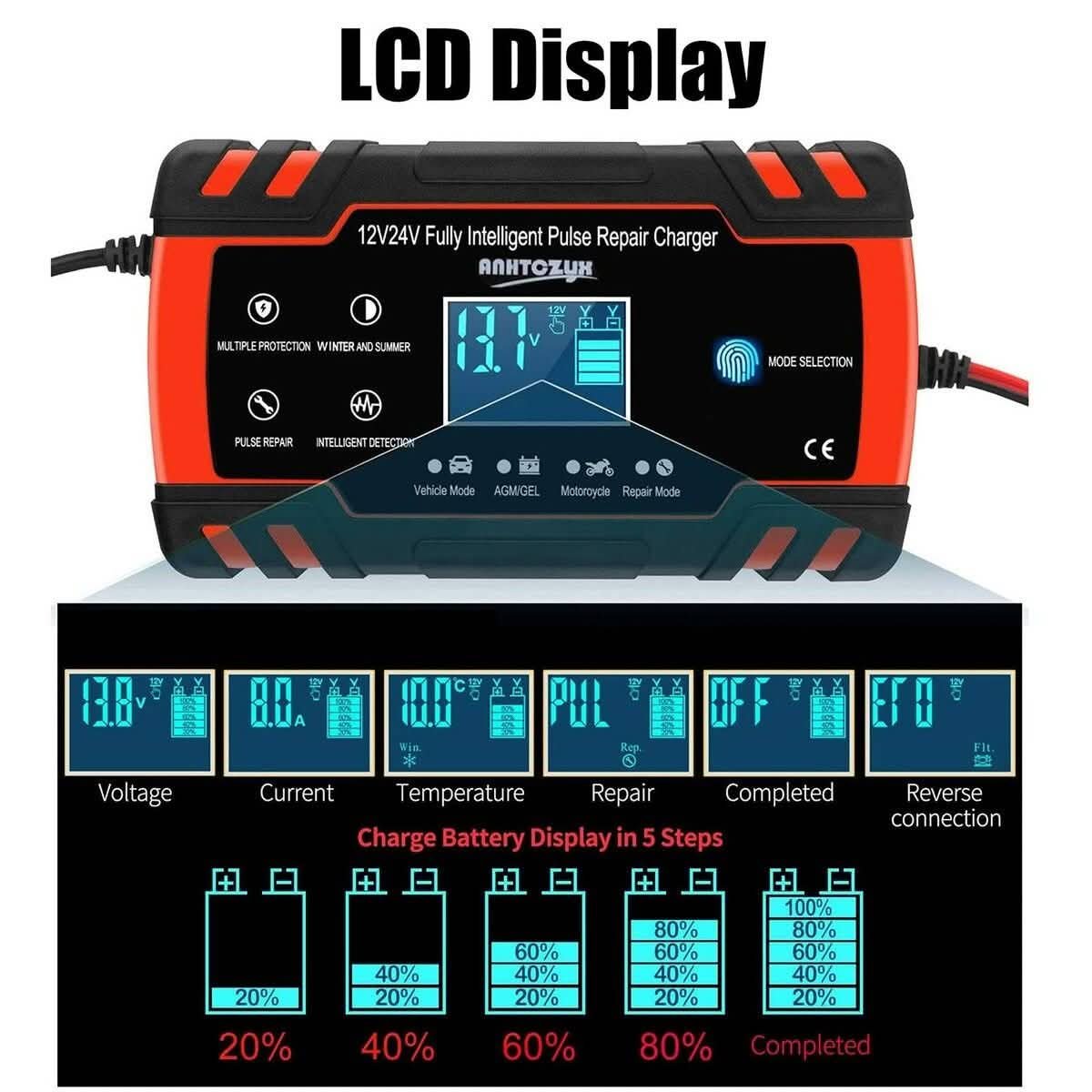 8-Amp Car Battery Charger and Maintainer