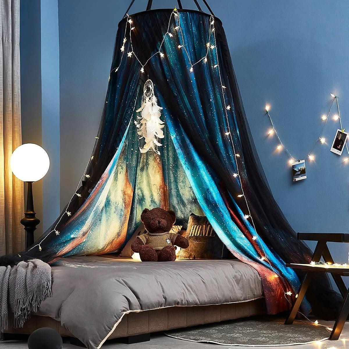 Printed Round Dome Bed Canopy