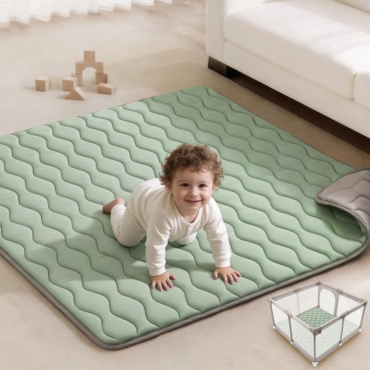 Blissful Diary Sage Green Foam Play Mat - Best Minimalist Everyday Mat