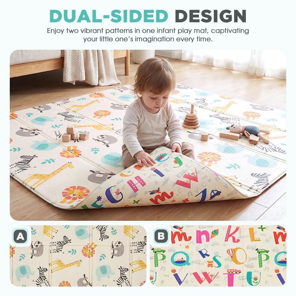 PlayPals Foldable Travel Play Mat with Carry Bag - Best for Travel and Small Spaces