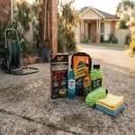 A selection of the best car wash kits available in Australia, showcased in a realistic home setting.