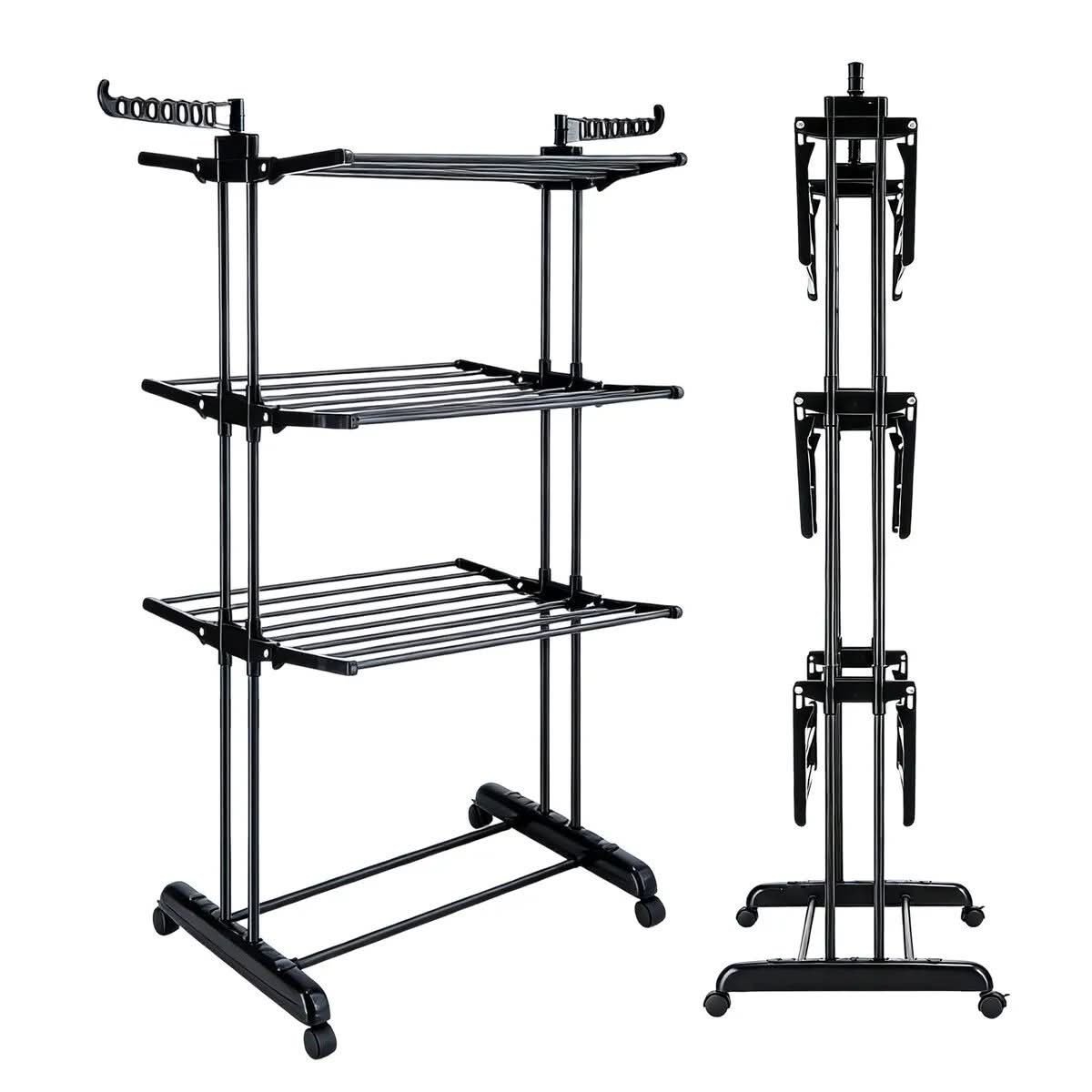 4-Tier Stainless Steel Rolling Clothes Airer
