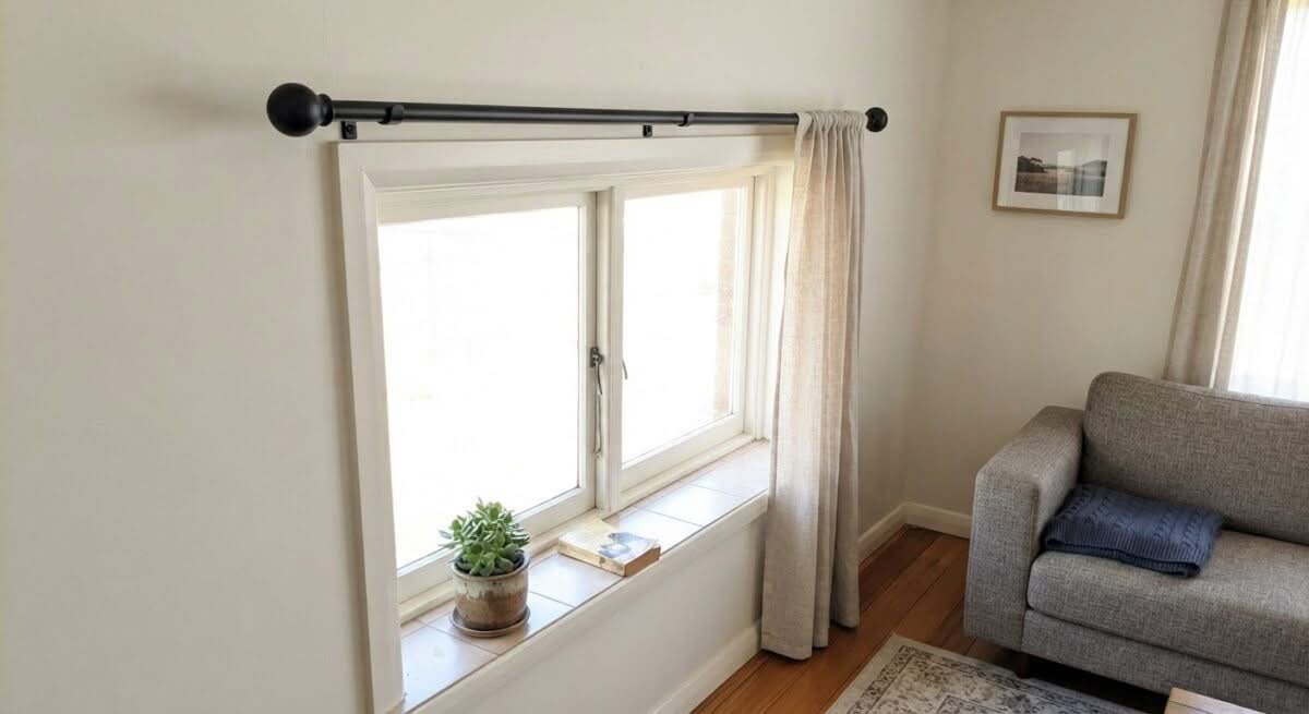Close-up of the best curtain rods available in Australia, showcasing their design and installation in a home setting.