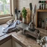 A top-rated mandoline slicer, the best mandoline slicer in Australia, shown on a kitchen counter.