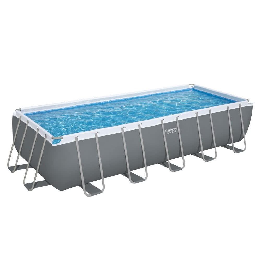 Oval steel frame above ground pool with filter pump and ladder for backyard entertaining