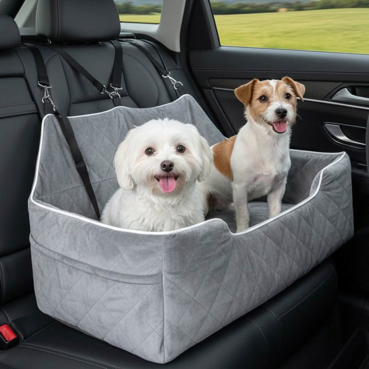 Booster Seat with Storage Pockets and Safety Belts