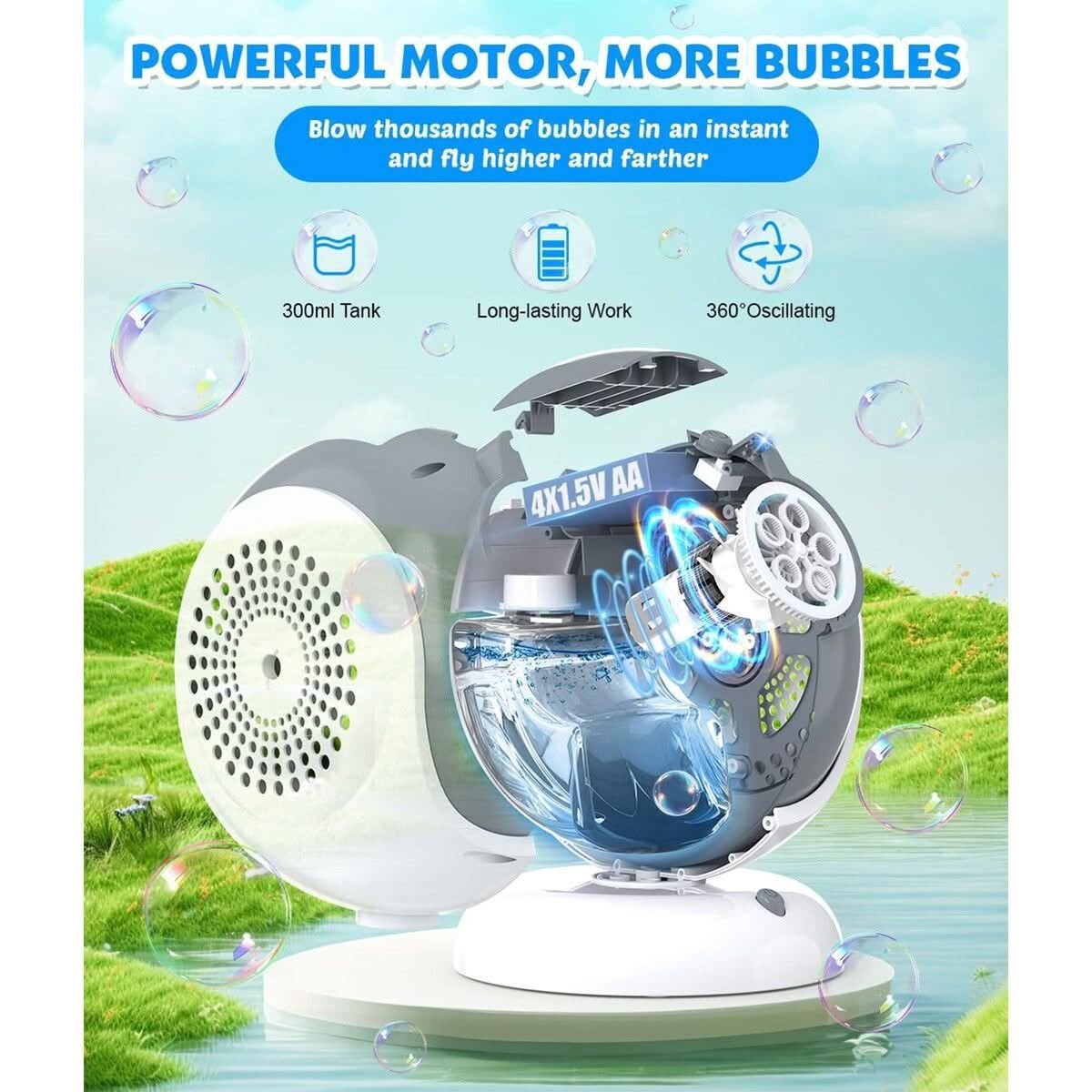 360 Degree Rotating Bubble Blower with LED Light