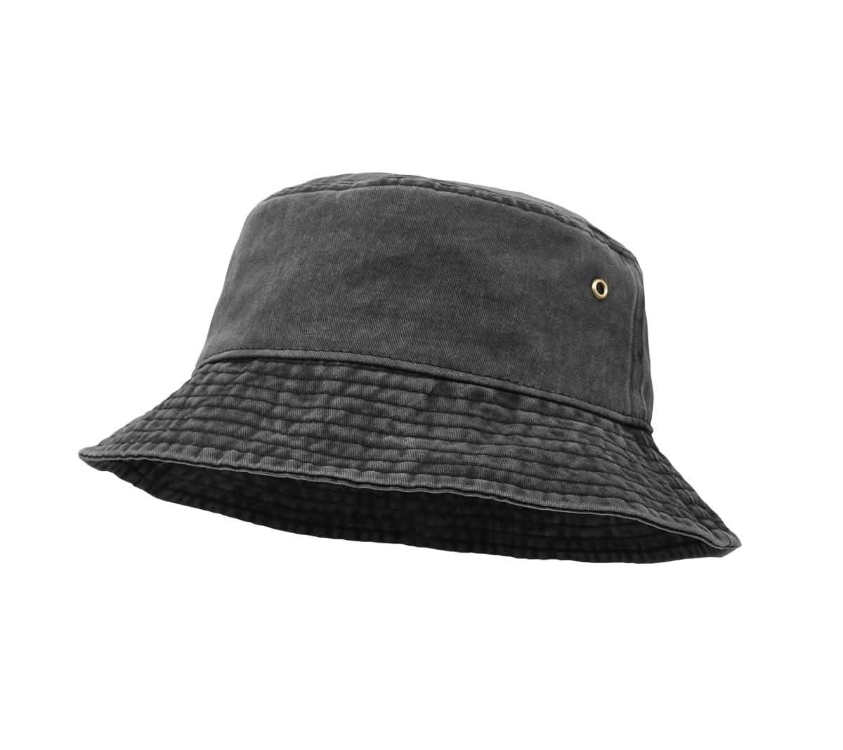 Washed Denim Cotton Flat-Top Bucket Hat