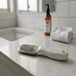 A callus remover tool on a bathroom vanity, representing the best callus removers in Australia.