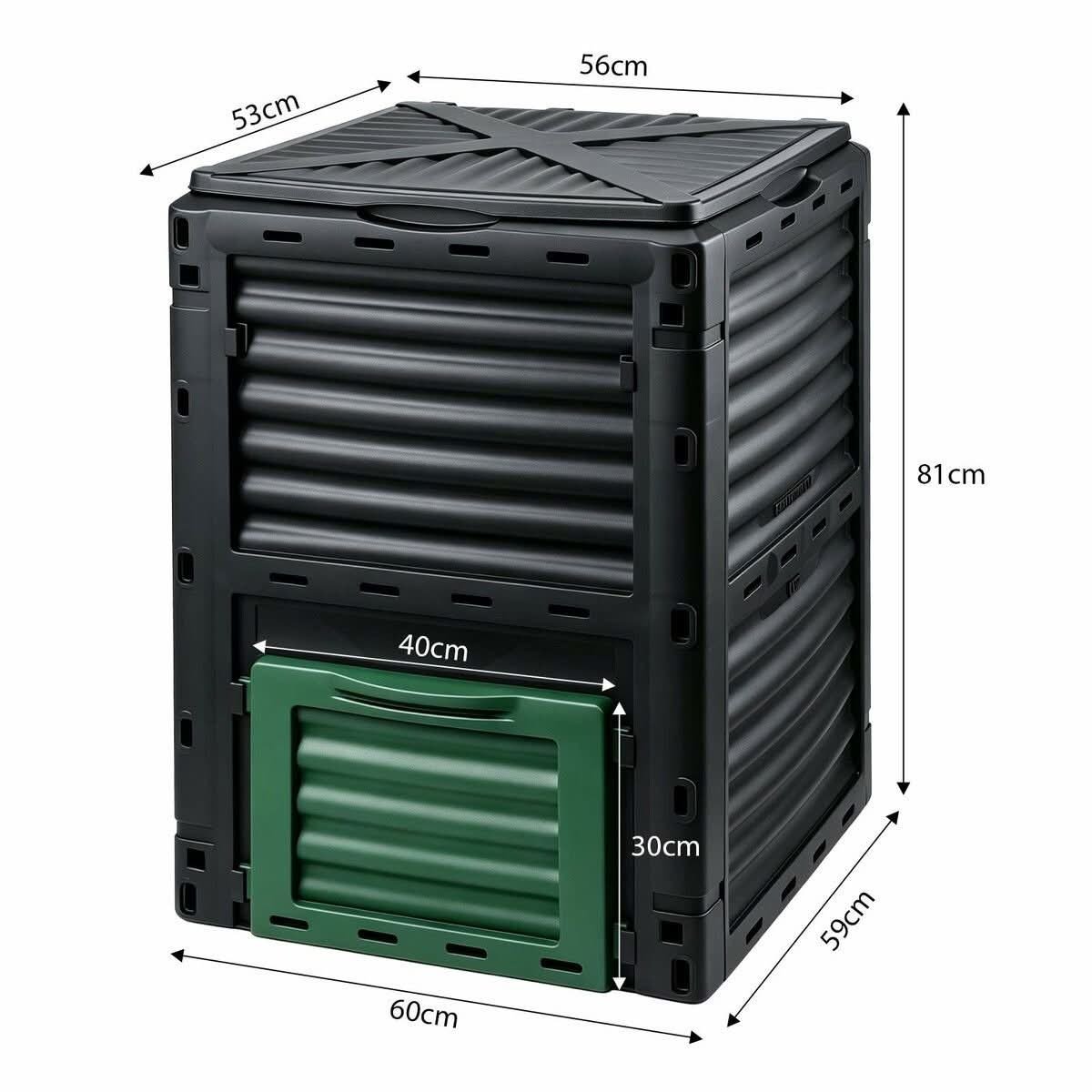 300L Compost Bin with Top Lid and Bottom Door