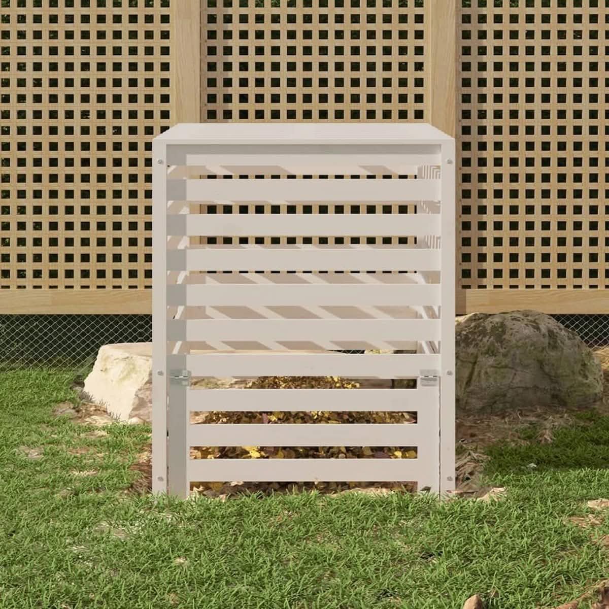 White Slatted Wooden Compost Bin