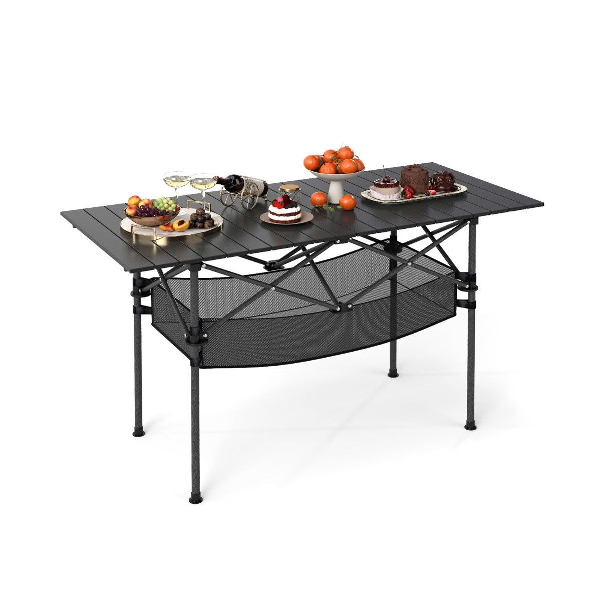 Roll-Up Aluminium Table with Mesh Basket