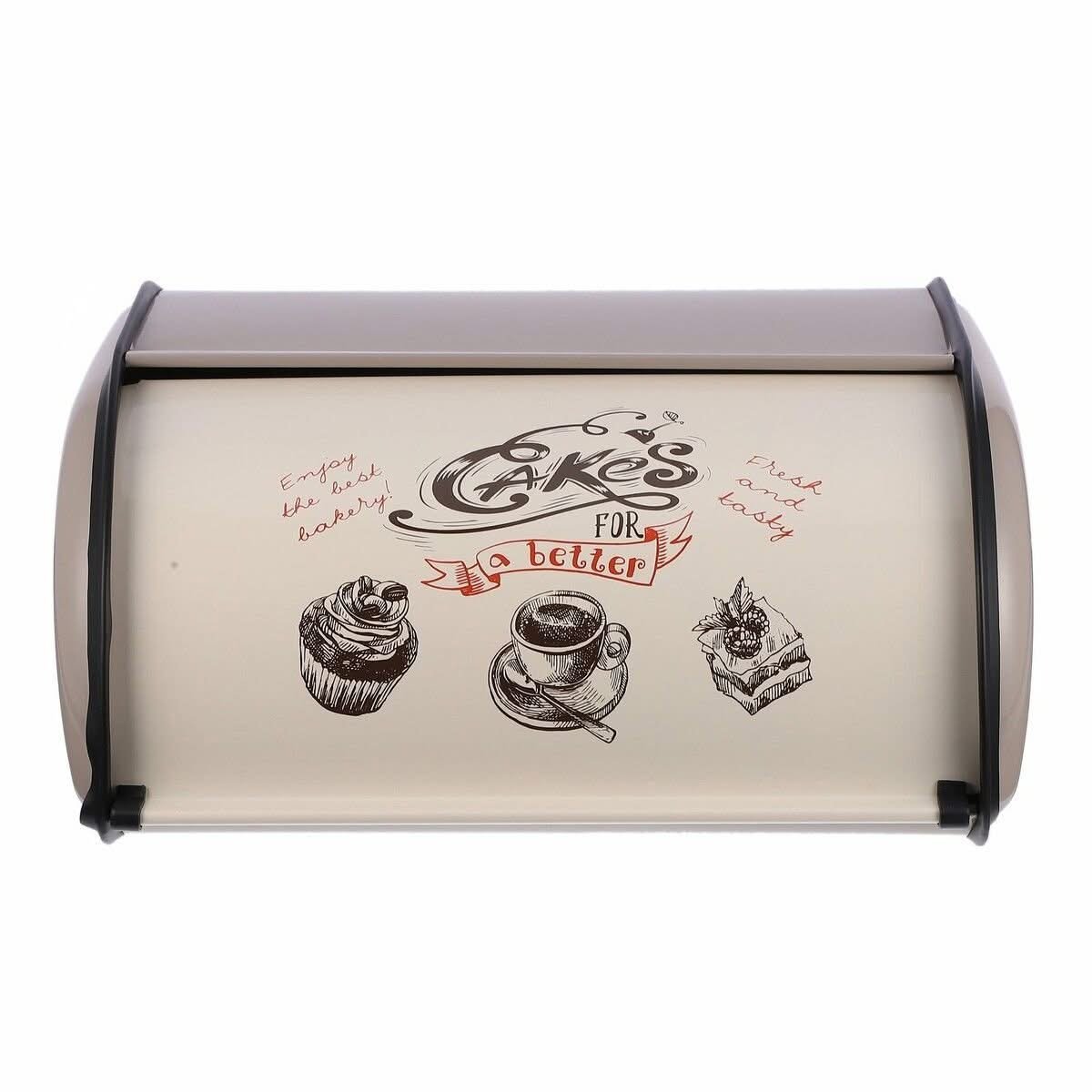 Cream Enamel-Style Iron Bread Box