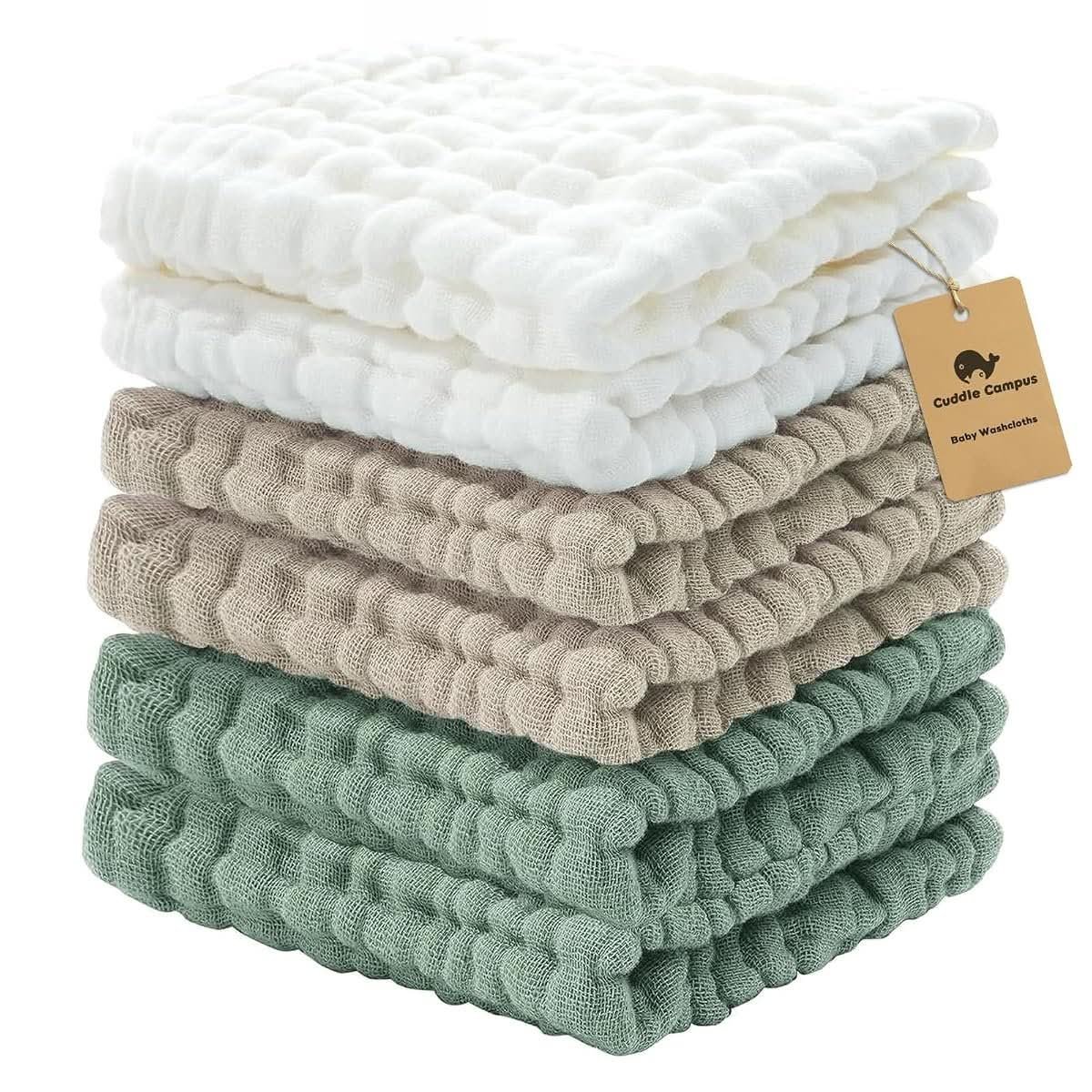 Cuddle Campus Muslin Baby Washcloths