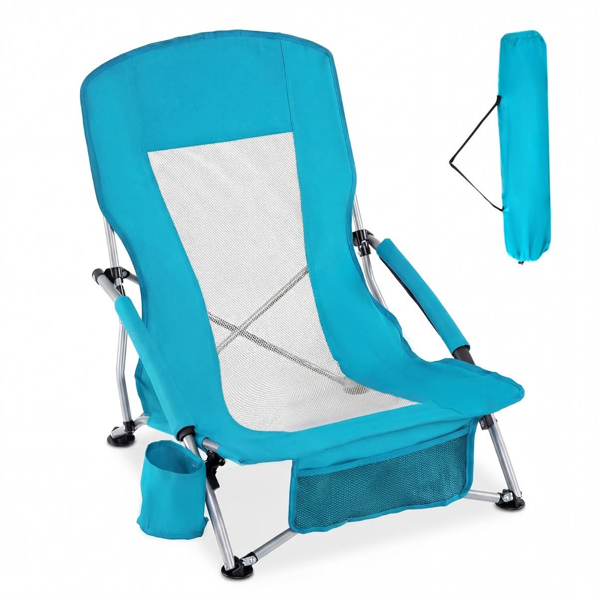 Low-Seat Portable Folding Beach Chair