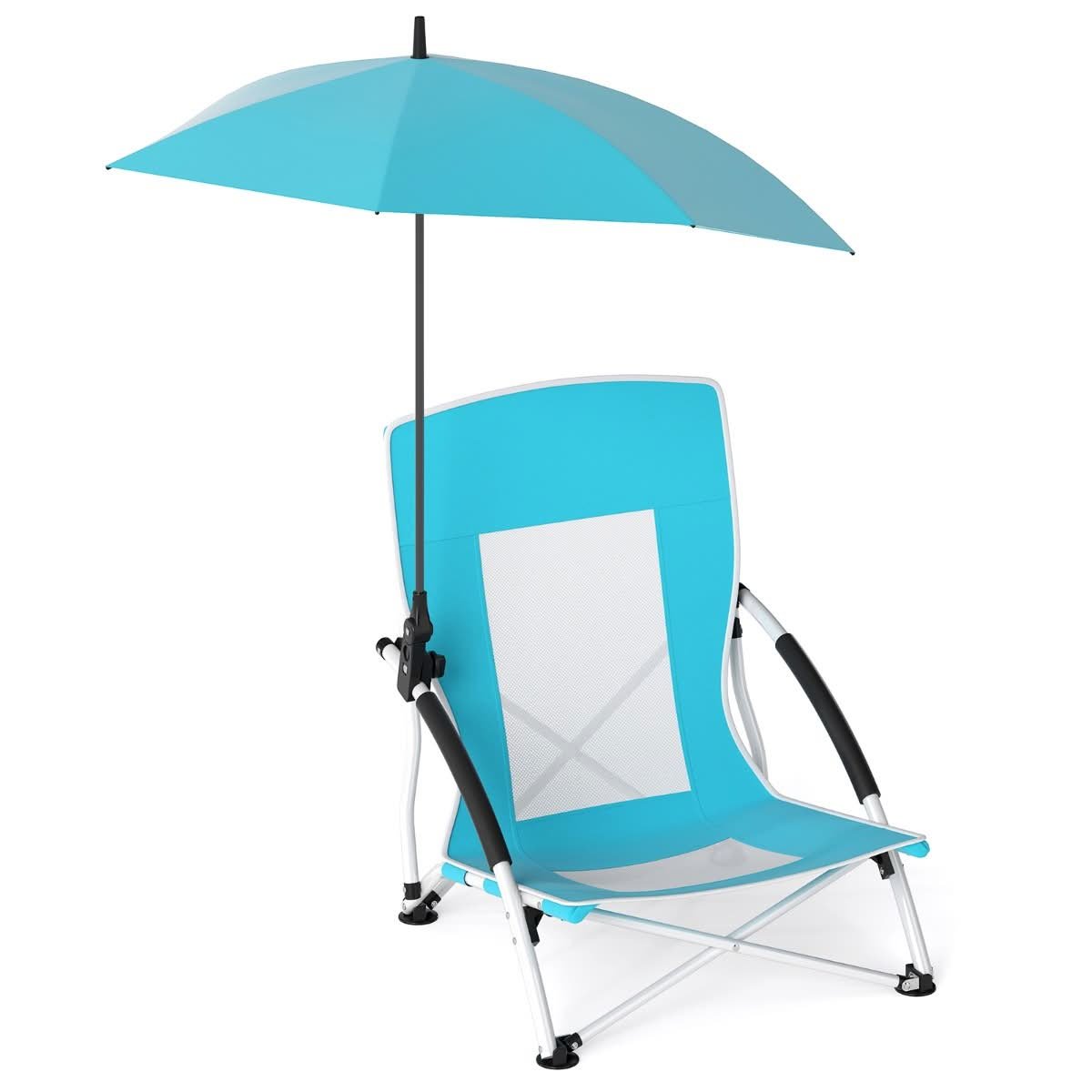 Beach Chair with Clip-On Umbrella