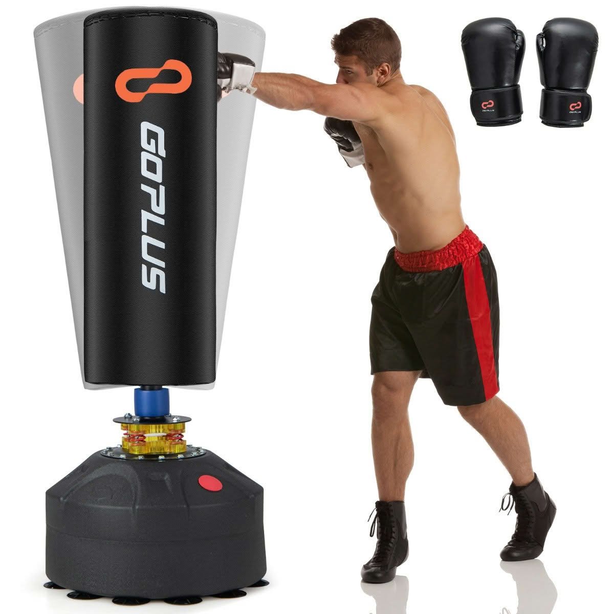 Freestanding kickboxing bag with shockproof suction base