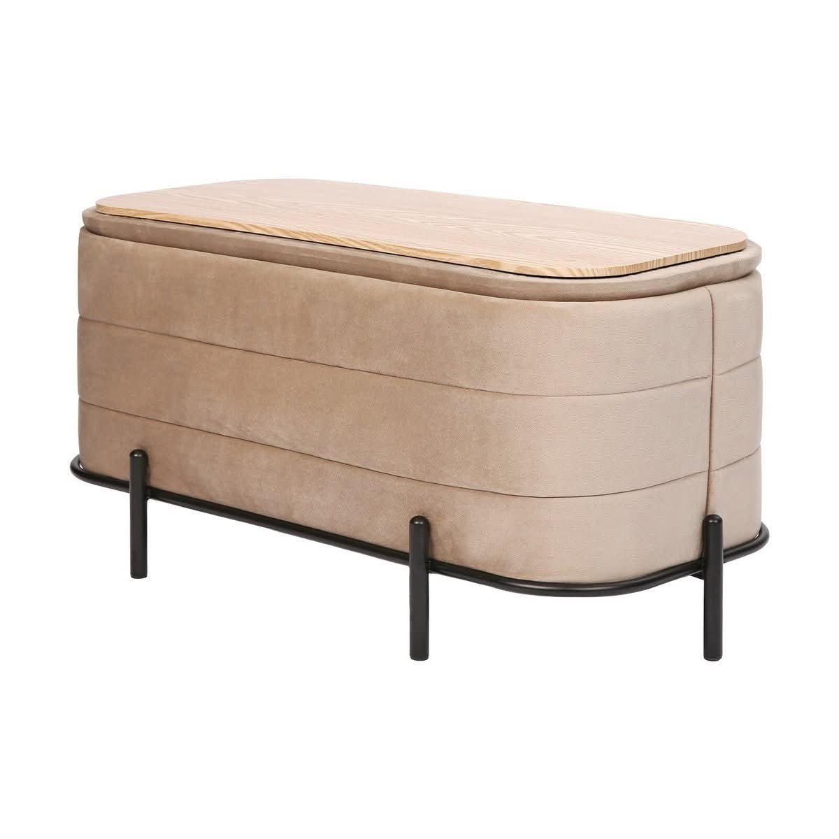 Camel beige tufted velvet coffee table storage ottoman blanket box