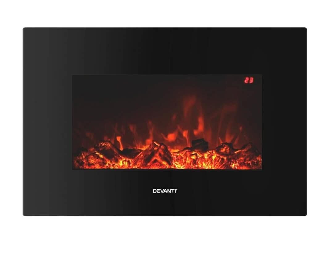 Devanti Electric Fireplace Fire Heater 2000W Black