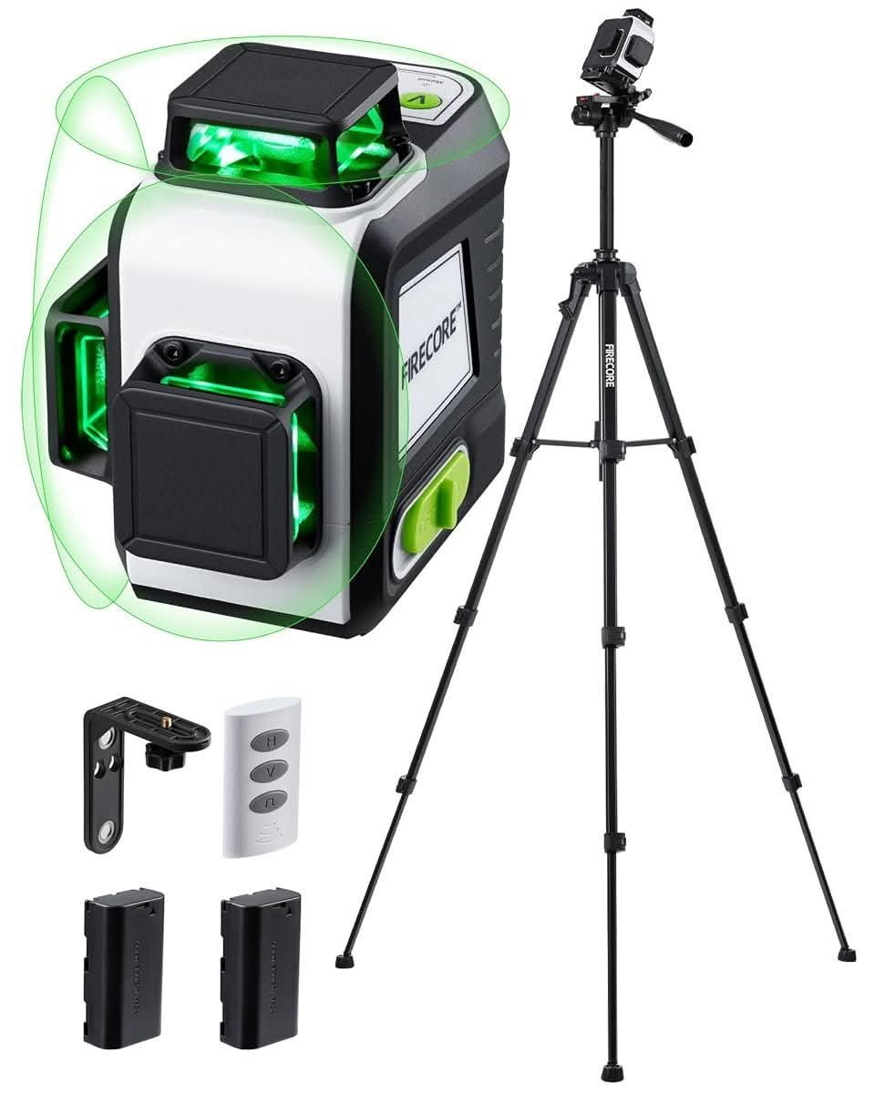 Firecore 3x360 Laser Level with Tripod and Remote