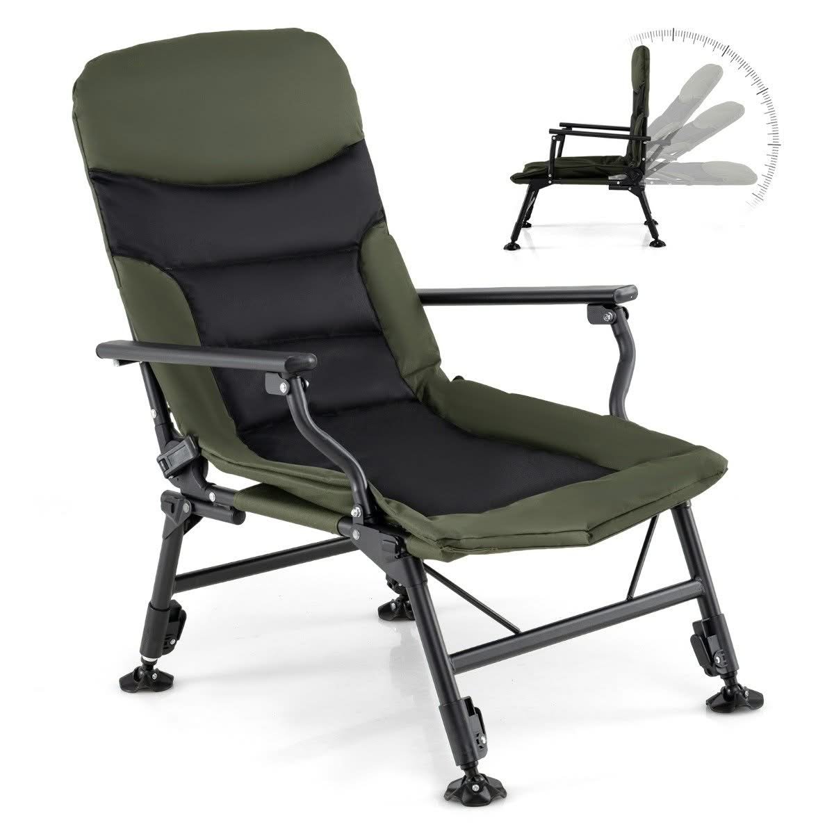 Oversized reclining fishing chair with high back