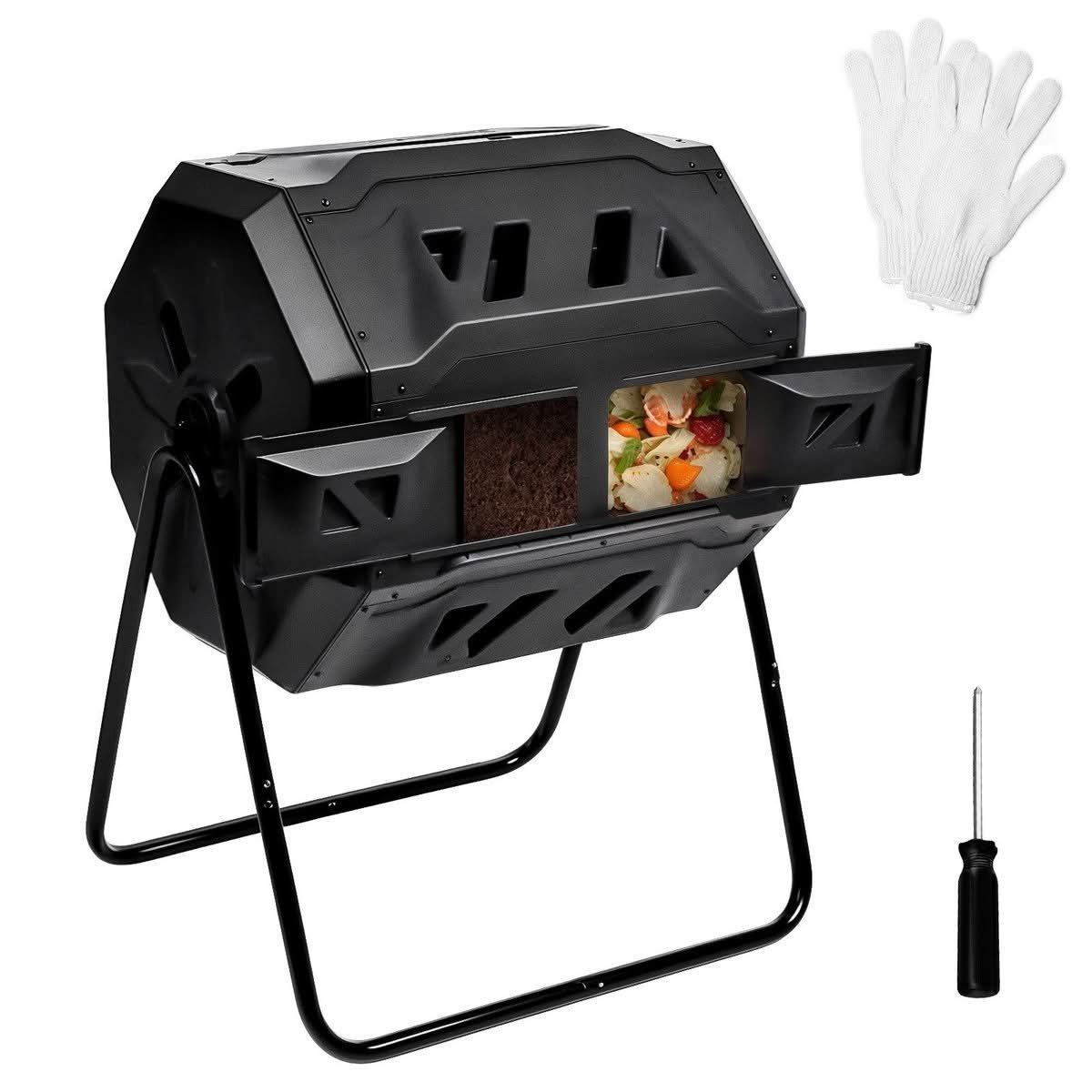 Flip-Style Dual-Chamber Compost Bin 160L