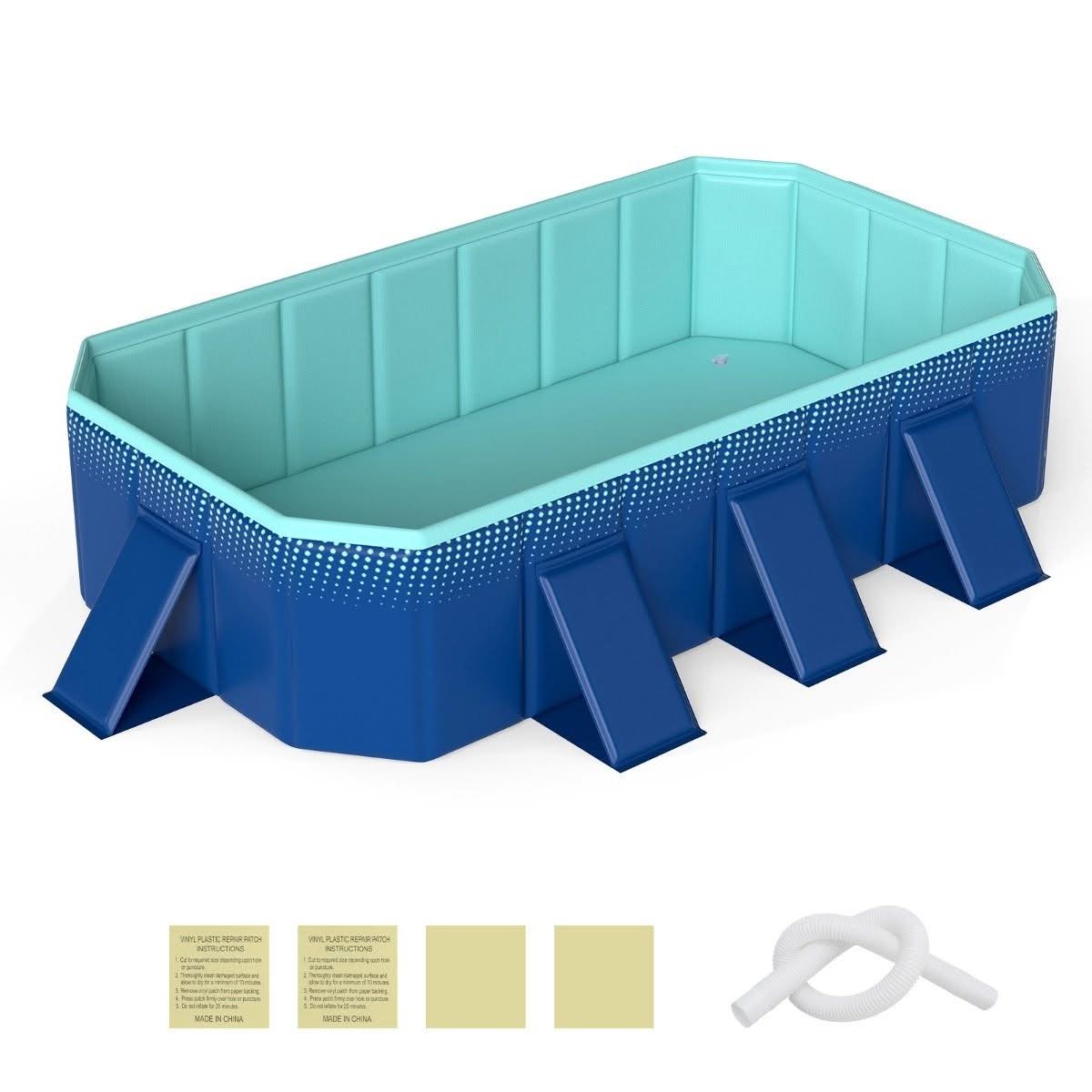 Foldable wall panel above ground pool with no tools setup