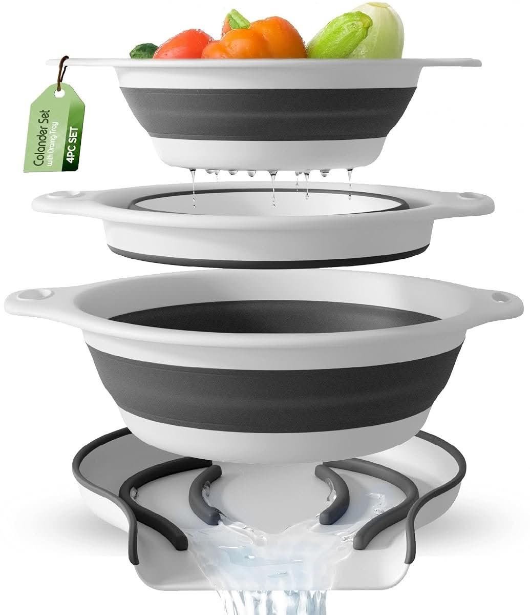 Gevoli Collapsible Silicone Colanders Three Pack