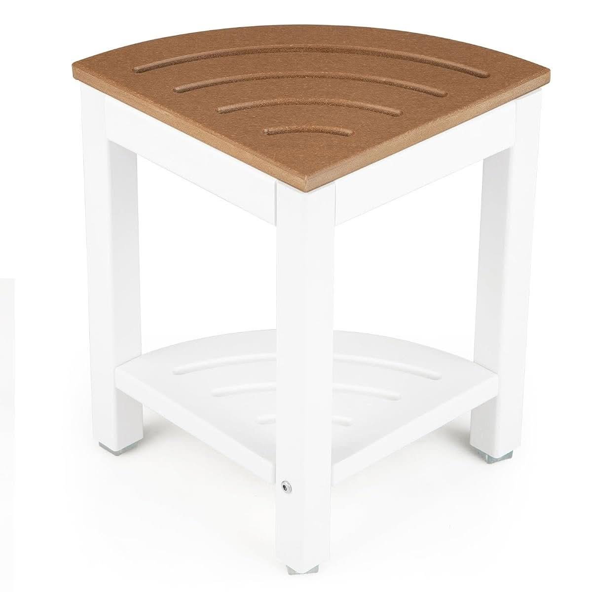 Corner Shower Stool with Storage Shelf
