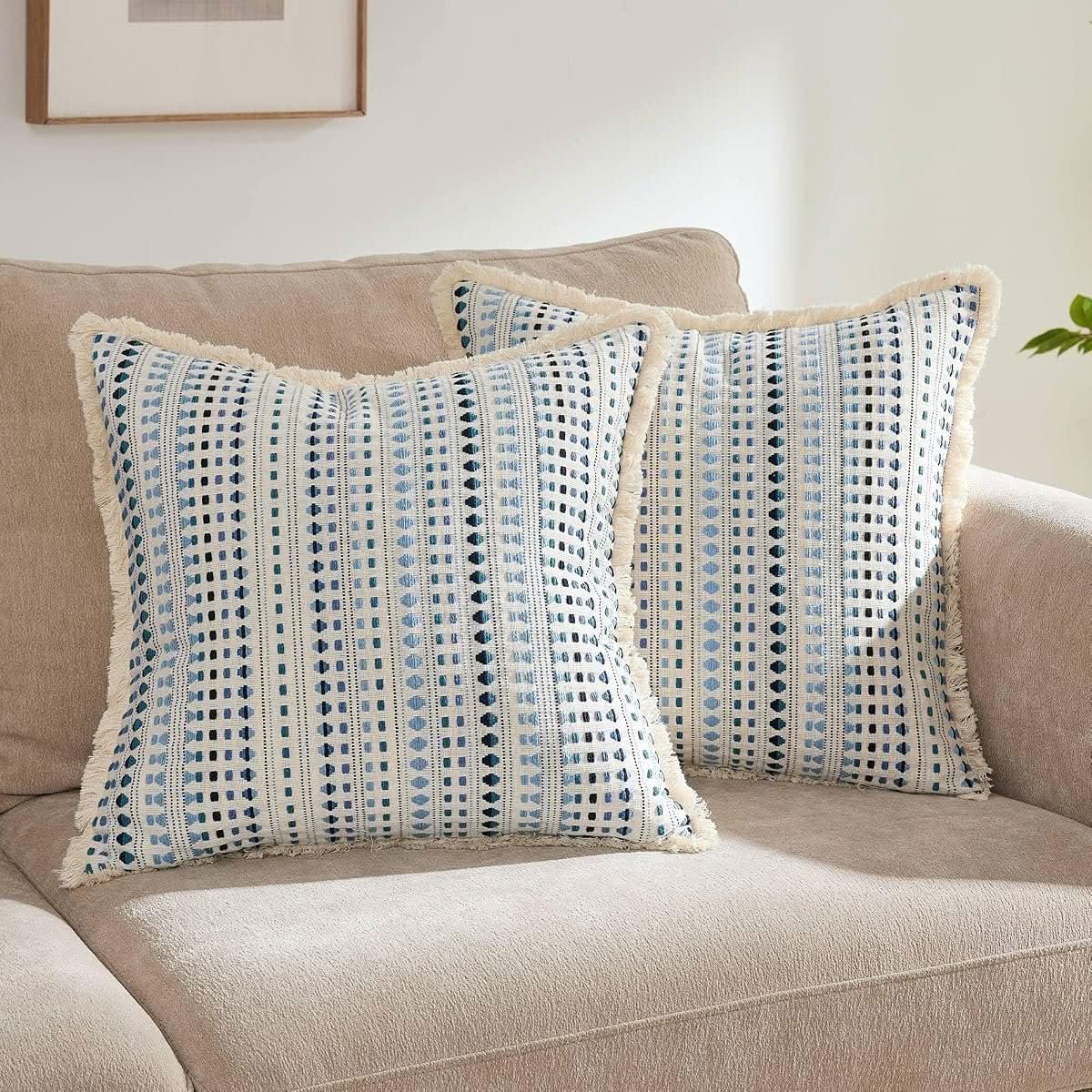 HALANS Boho Farmhouse Tassel Cushion Covers