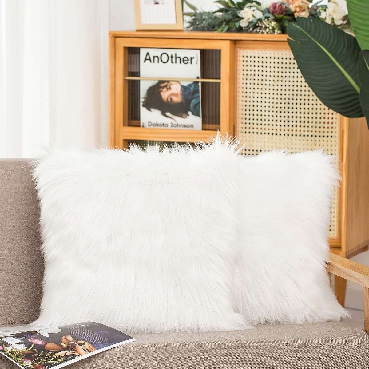 HYSEAS Faux Fur Throw Pillow Covers