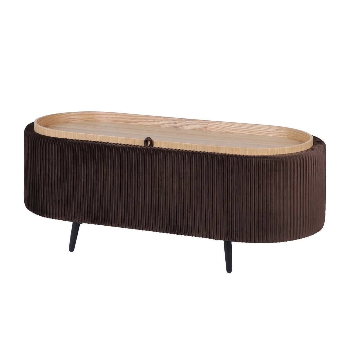 Brown tufted velvet coffee table storage ottoman blanket box