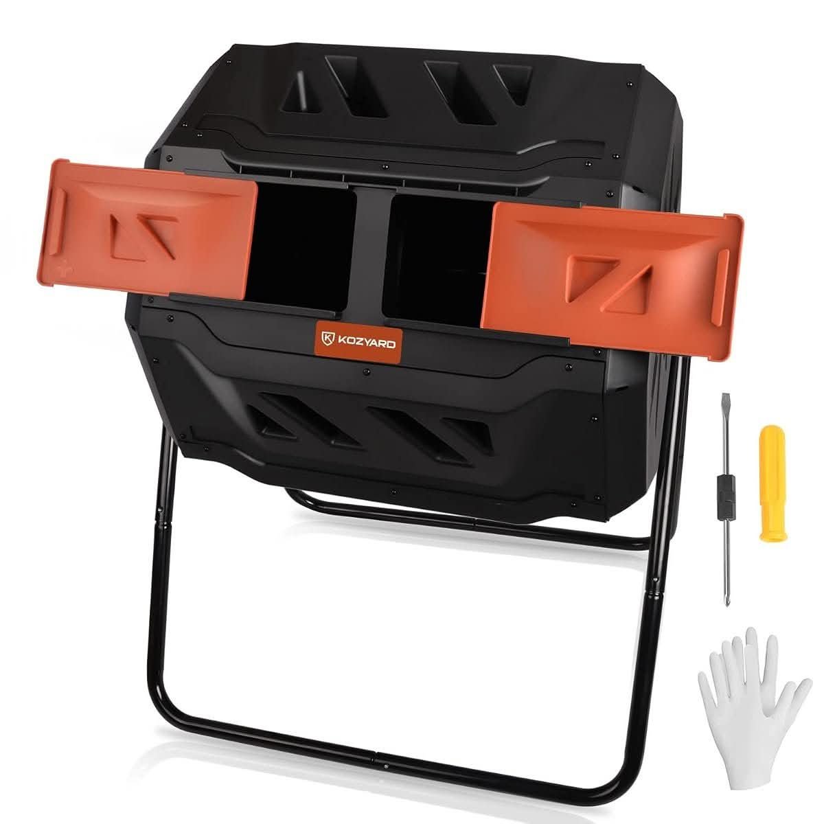 KOZYARD 160L Dual-Chamber Compost Tumbler