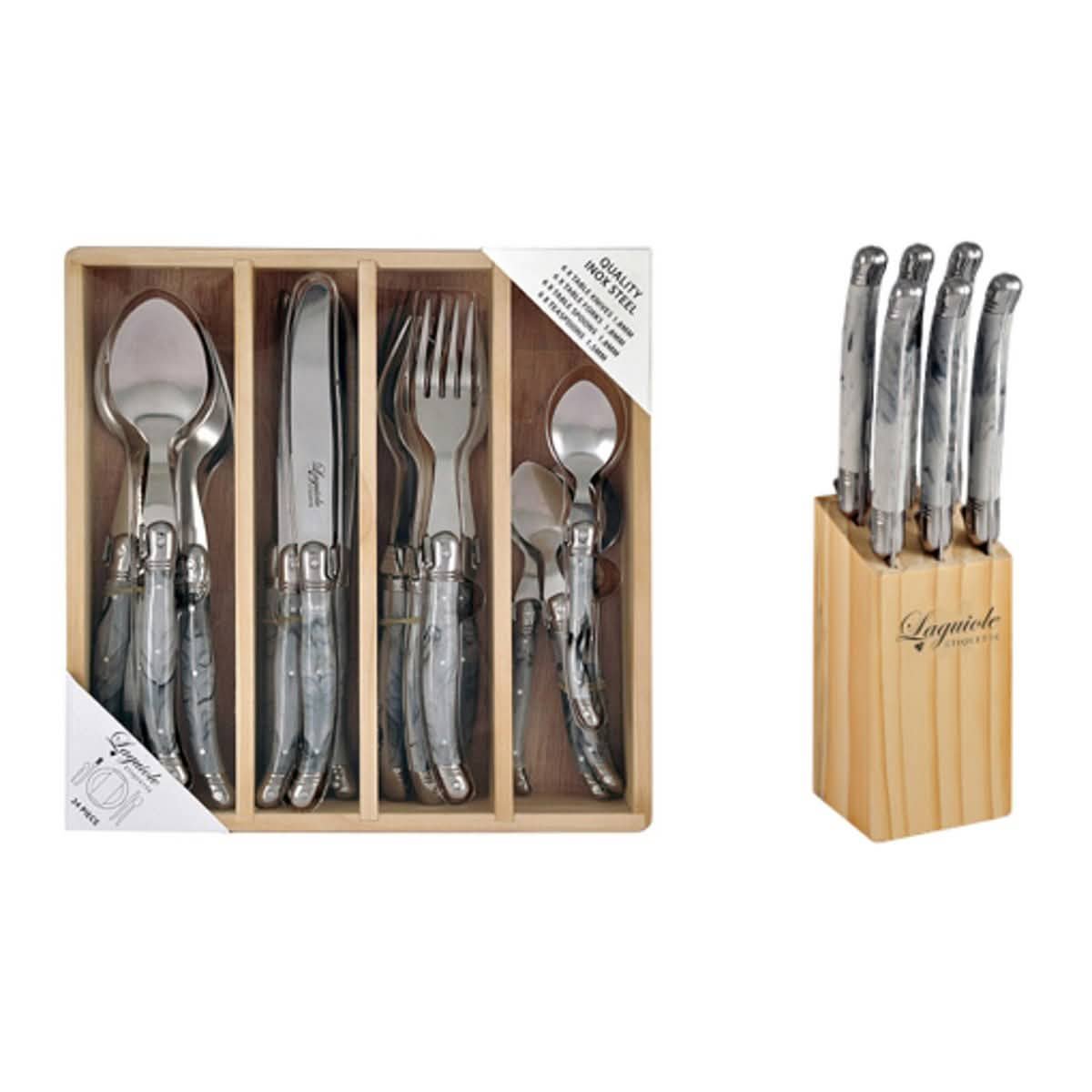 Laguiole Etiquette 24pc Cutlery Set and 6pc Steak Knife Combo
