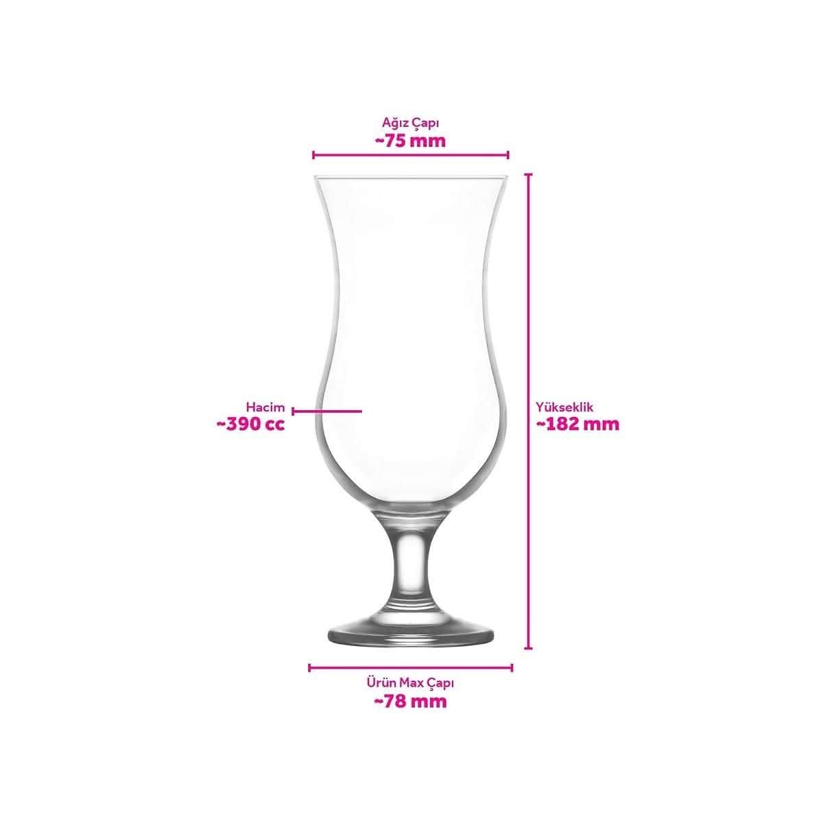 LAV Fiesta Pina Colada hurricane cocktail glasses set of 6