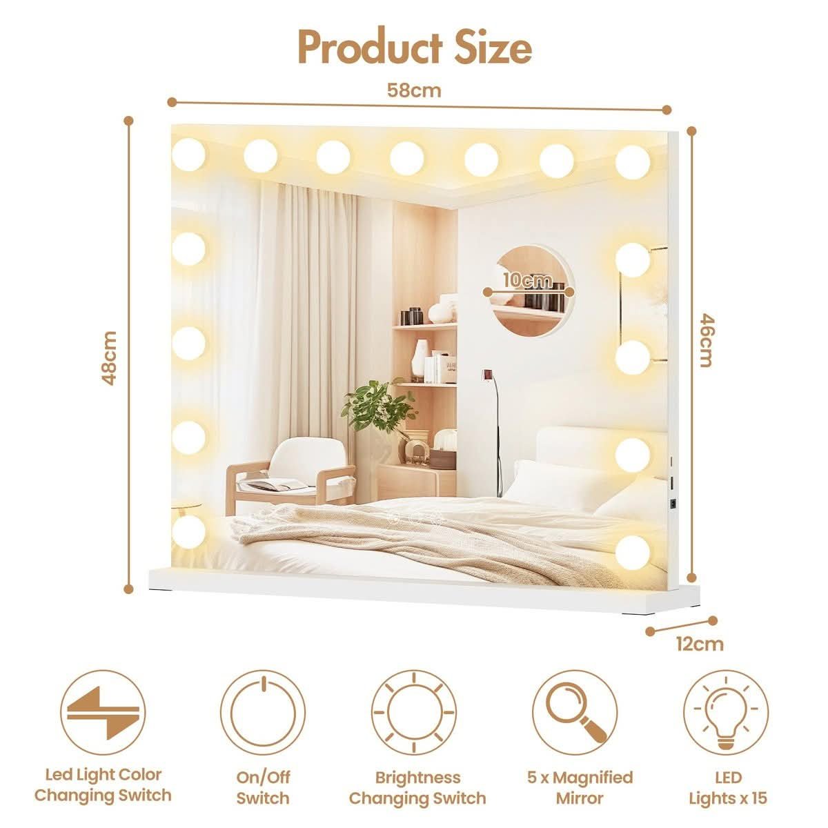 15-Bulb Hollywood Makeup Mirror