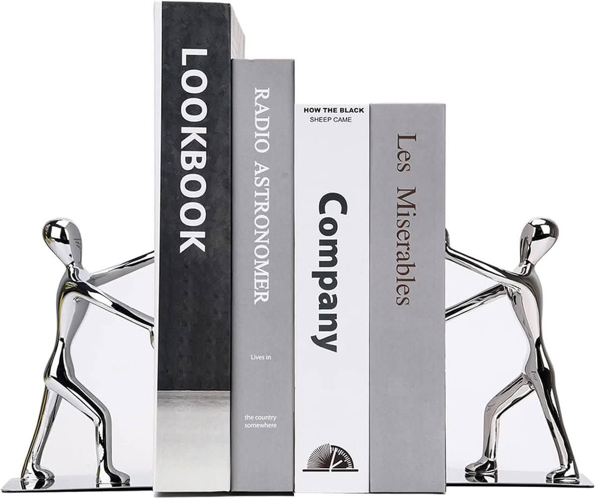 MerryNine Heavy Duty Stainless Steel Bookends