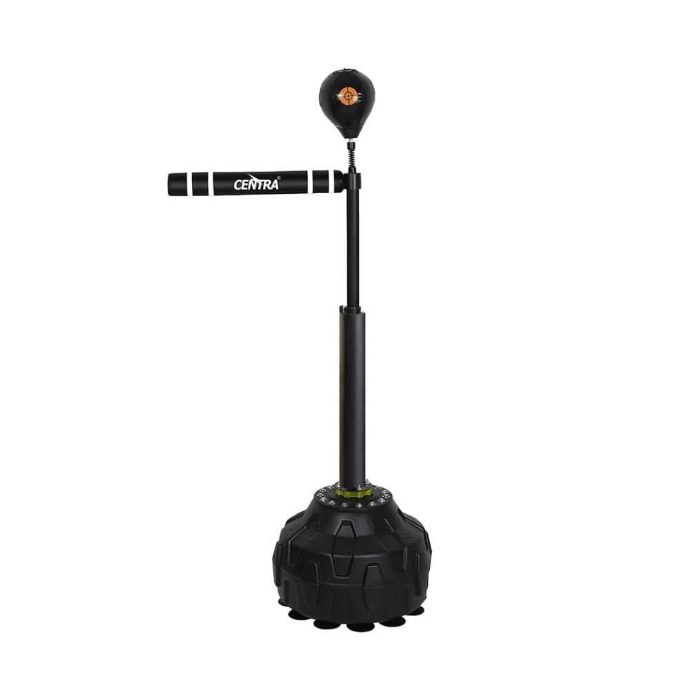 Freestanding reflex boxing bag with spinning arm and speed ball