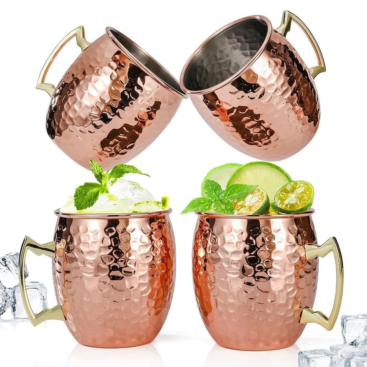 Moscow Mule copper mugs with stainless steel lining
