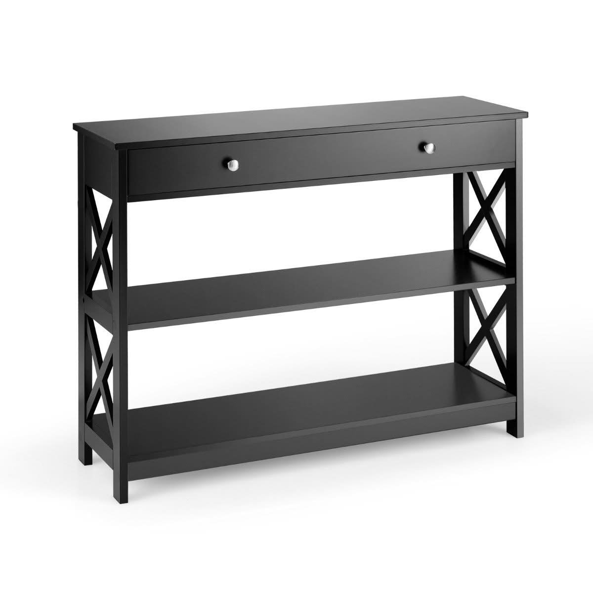 Console Table with Drawer and Two Open Shelves