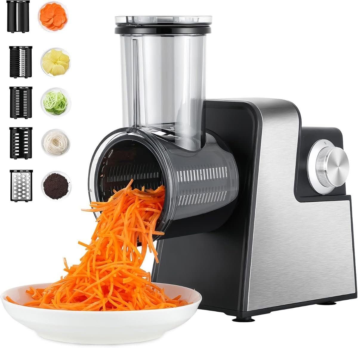 QZTHOU 5-in-1 Electric Cheese Grater